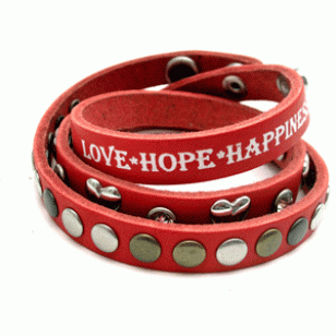 Leren wikkel armband - Coral